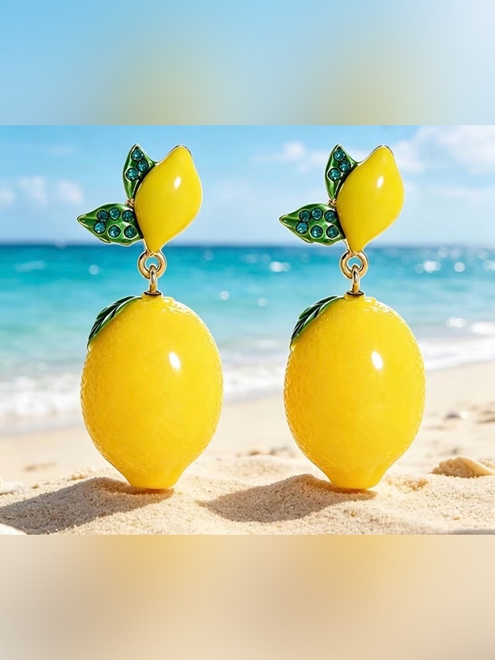 Yellow Lemon Drop Dangle Earrings - Playful Fruit Jewelry